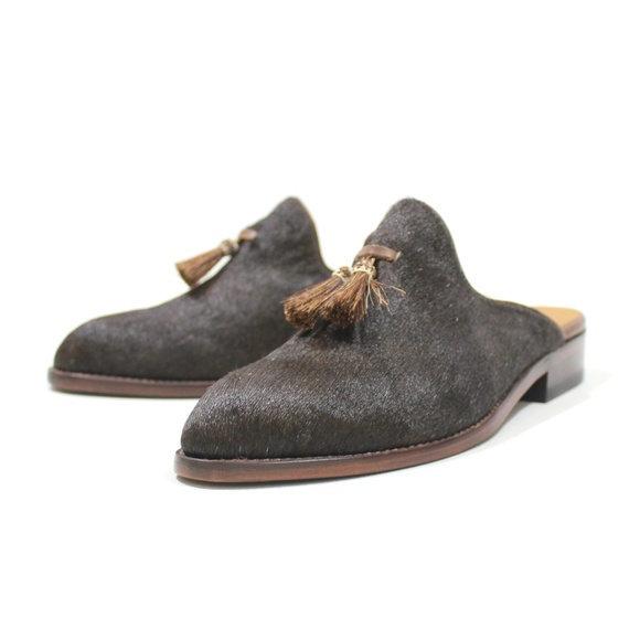 Lucchese Leather Spotted Haircalf Mules - Picture 4 of 6